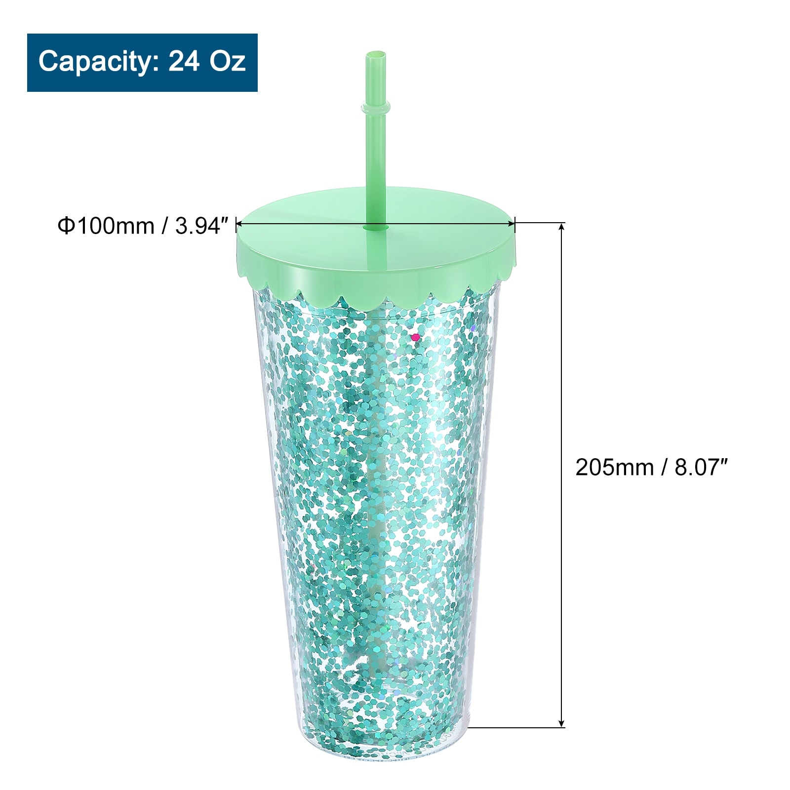 Acrylic Tumbler with Lid and Straw, 24 Oz Reusable Double Wall Cups