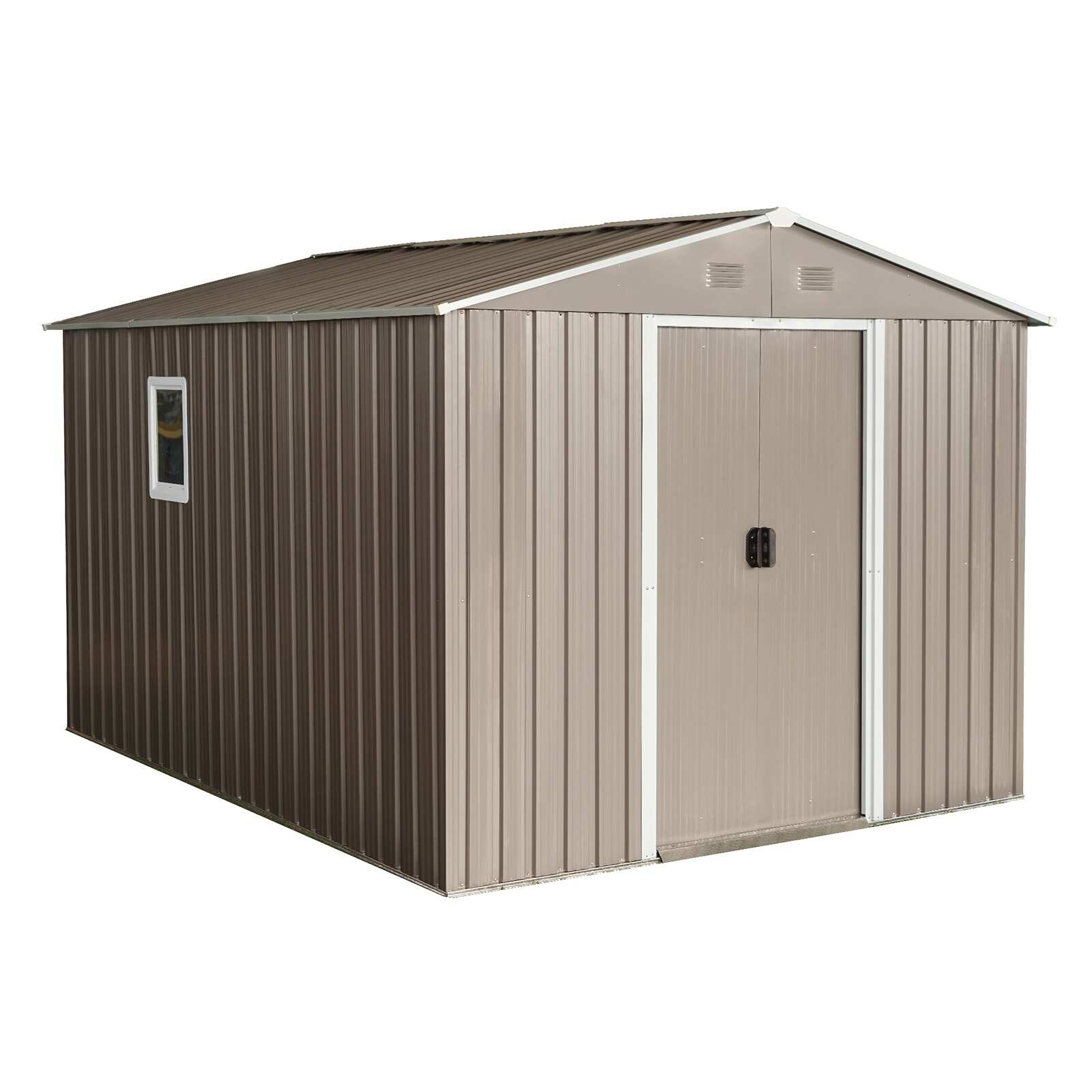10ft x 8ft Outdoor Metal Storage Shed with Metal Floor Base