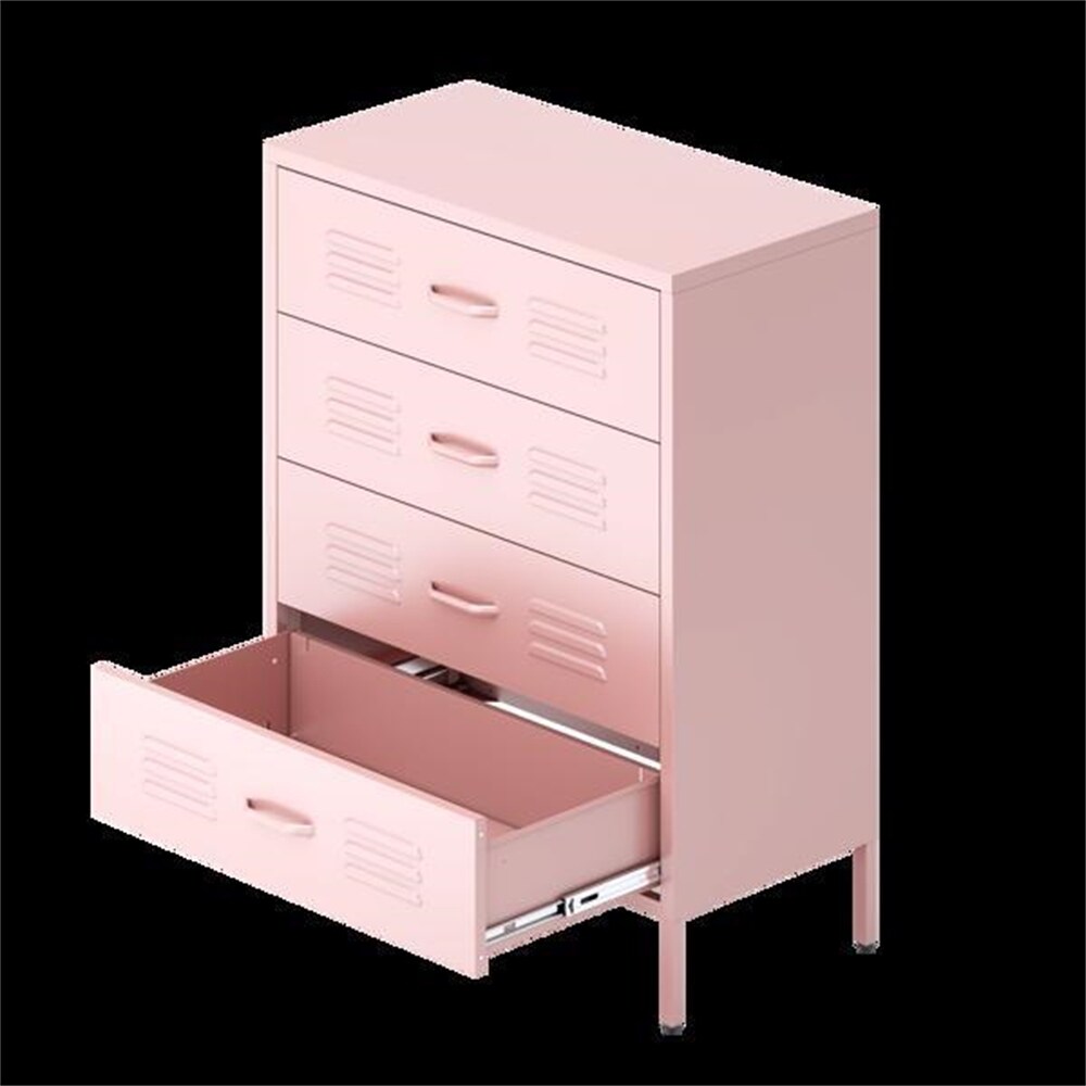 Metal Storage Cabinet with 4 Drawers and Adjustable Shelves - N/A