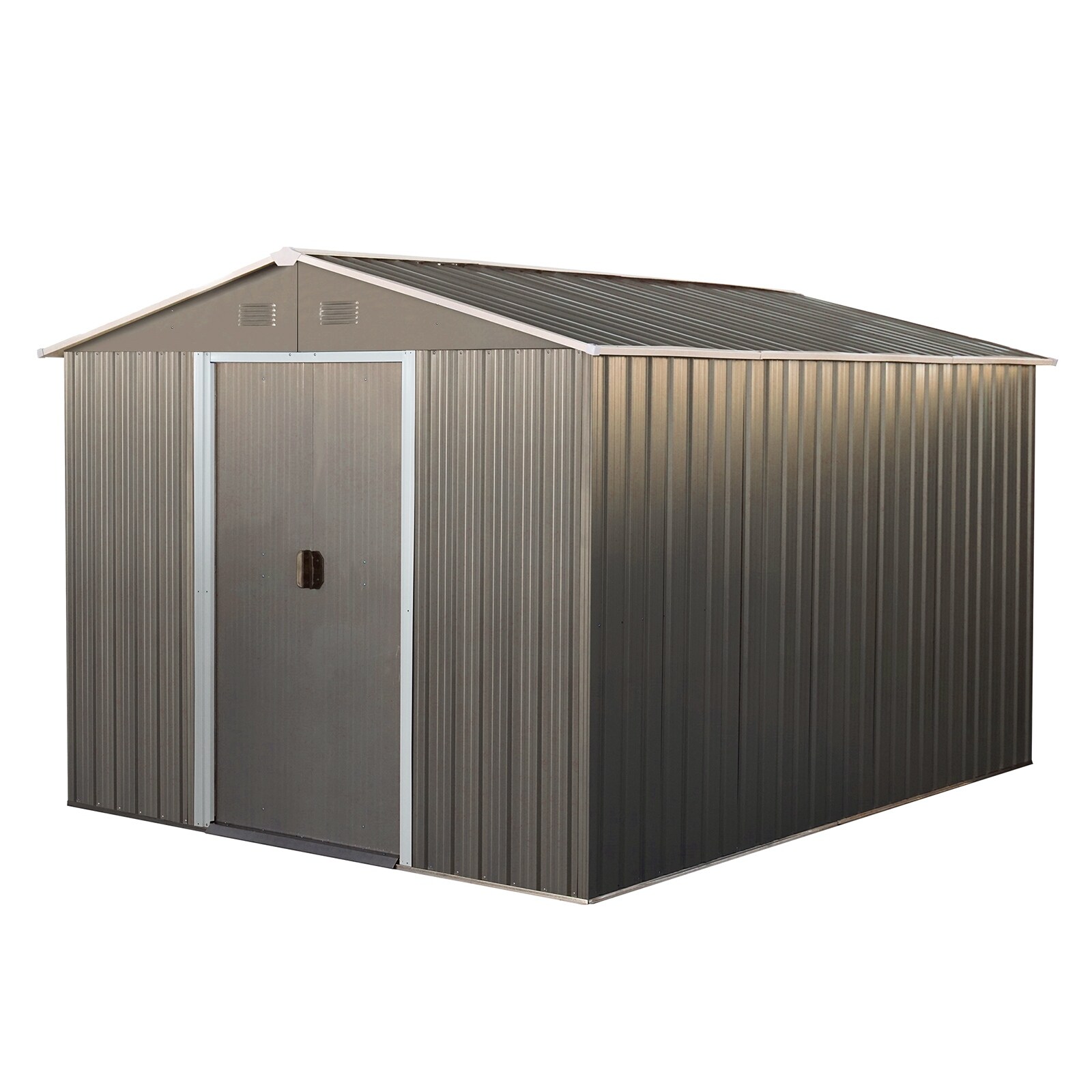 8x10ft Outdoor Metal Storage Shed Grey