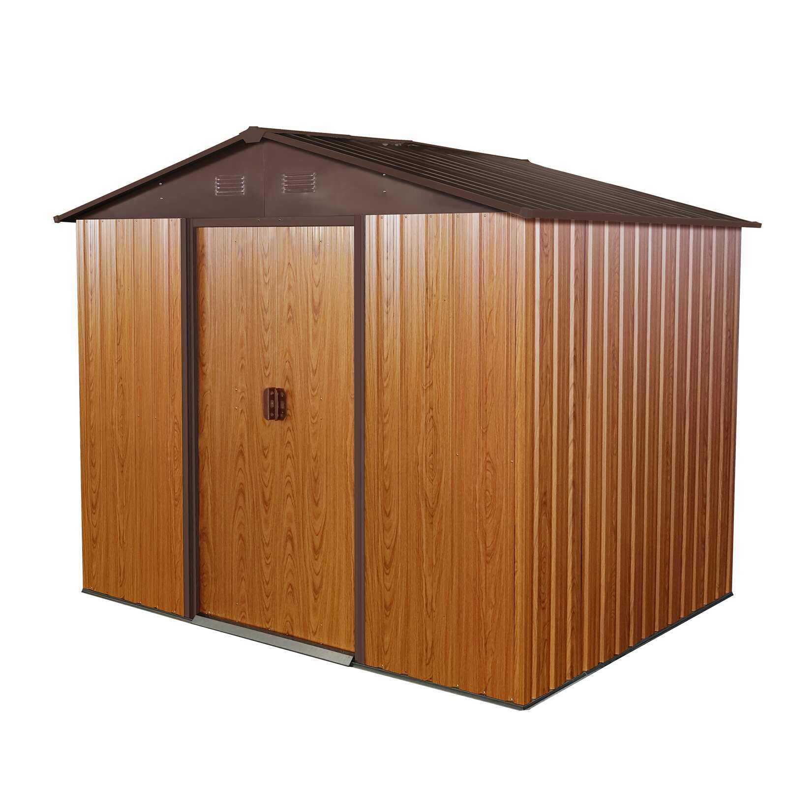 6ft x 8ft Outdoor Metal Storage Shed with Metal Floor Base