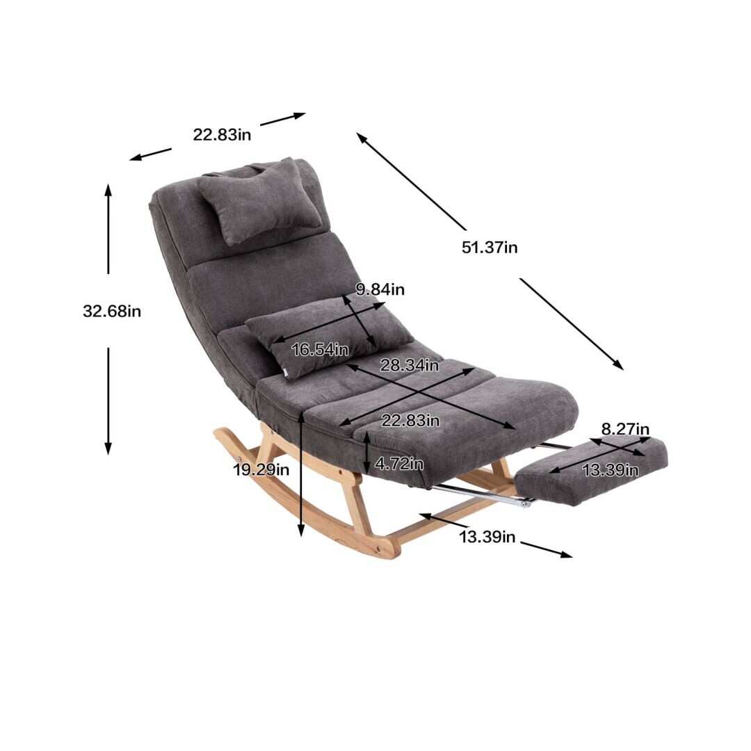 C-Shape Accent Living Rocking Chair Modern Wood Base Bedroom Sleeper