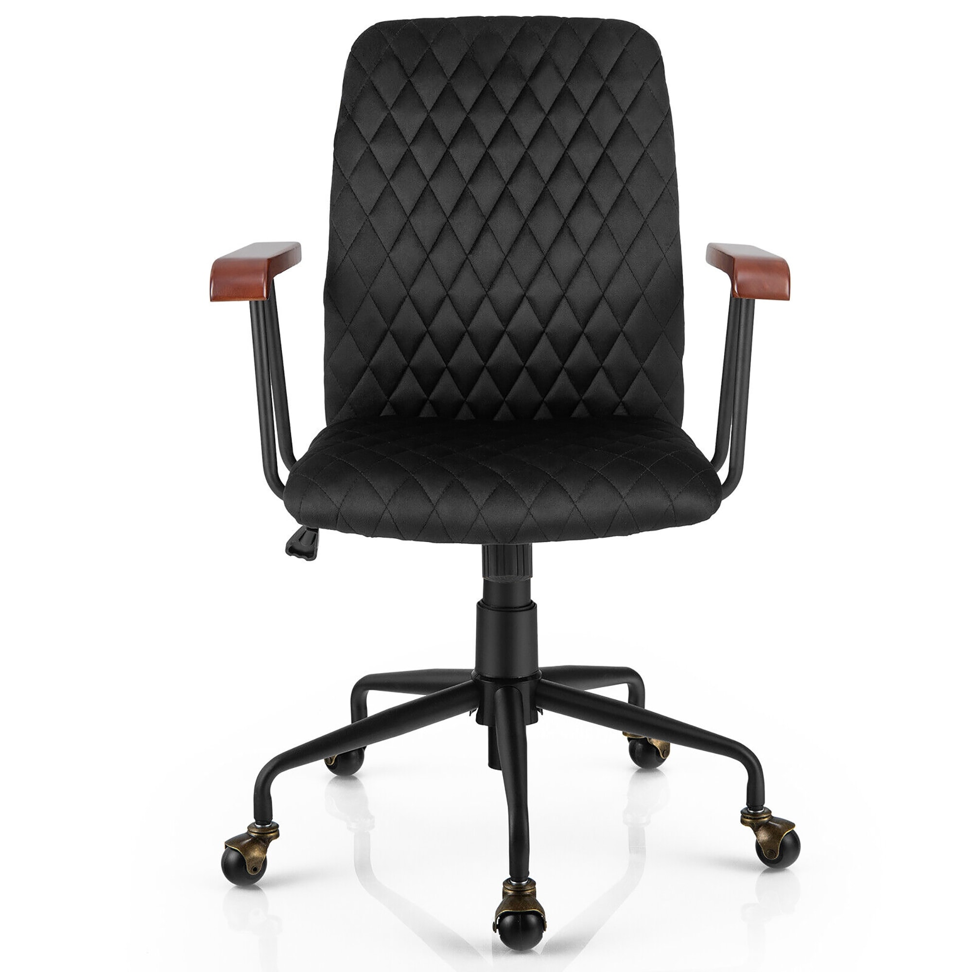 Gymax Velvet Home Office Chair Swivel Adjustable Task Chair w/ Wooden