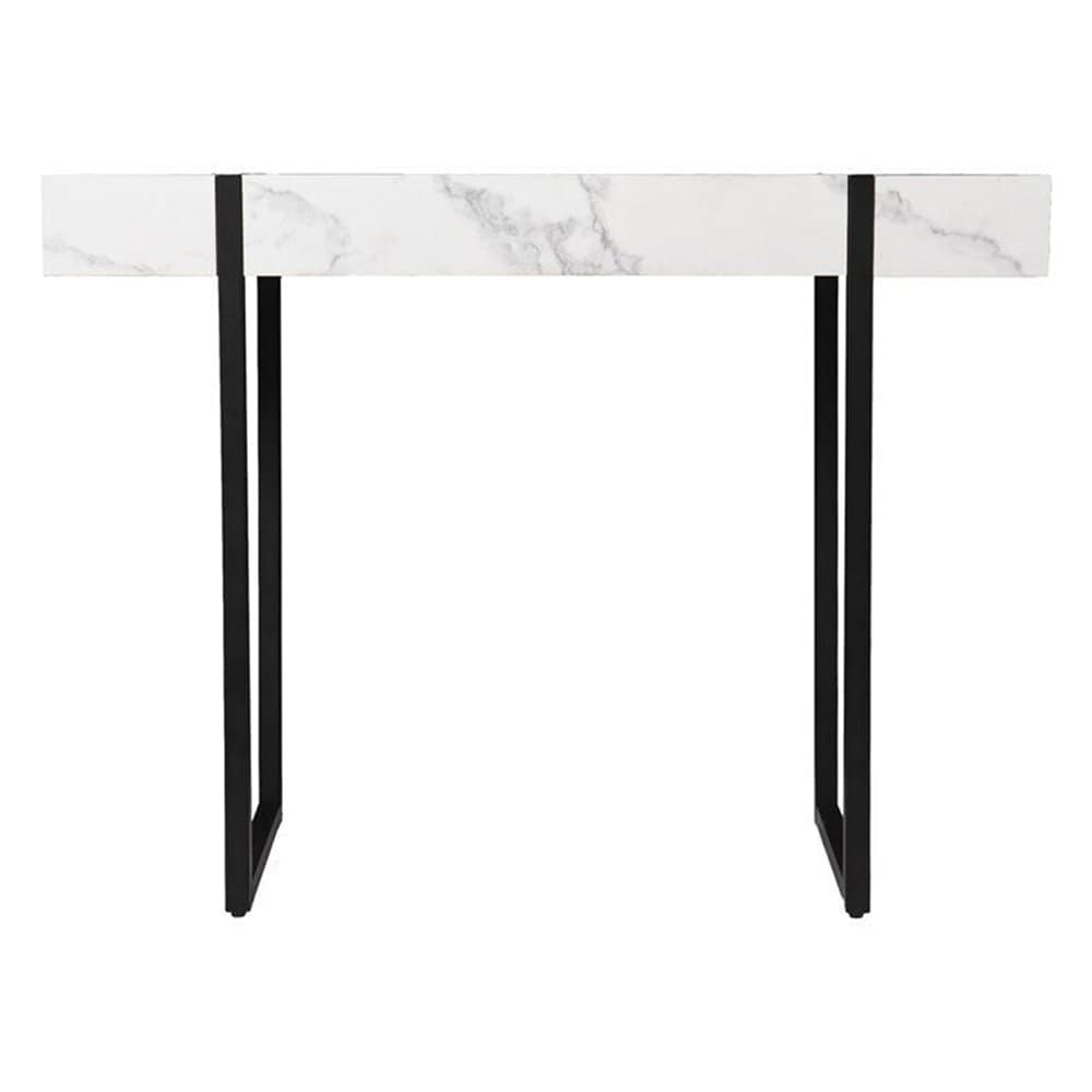 Contemporary Console Table in Black with White Faux Marble in Black - 54 x 84