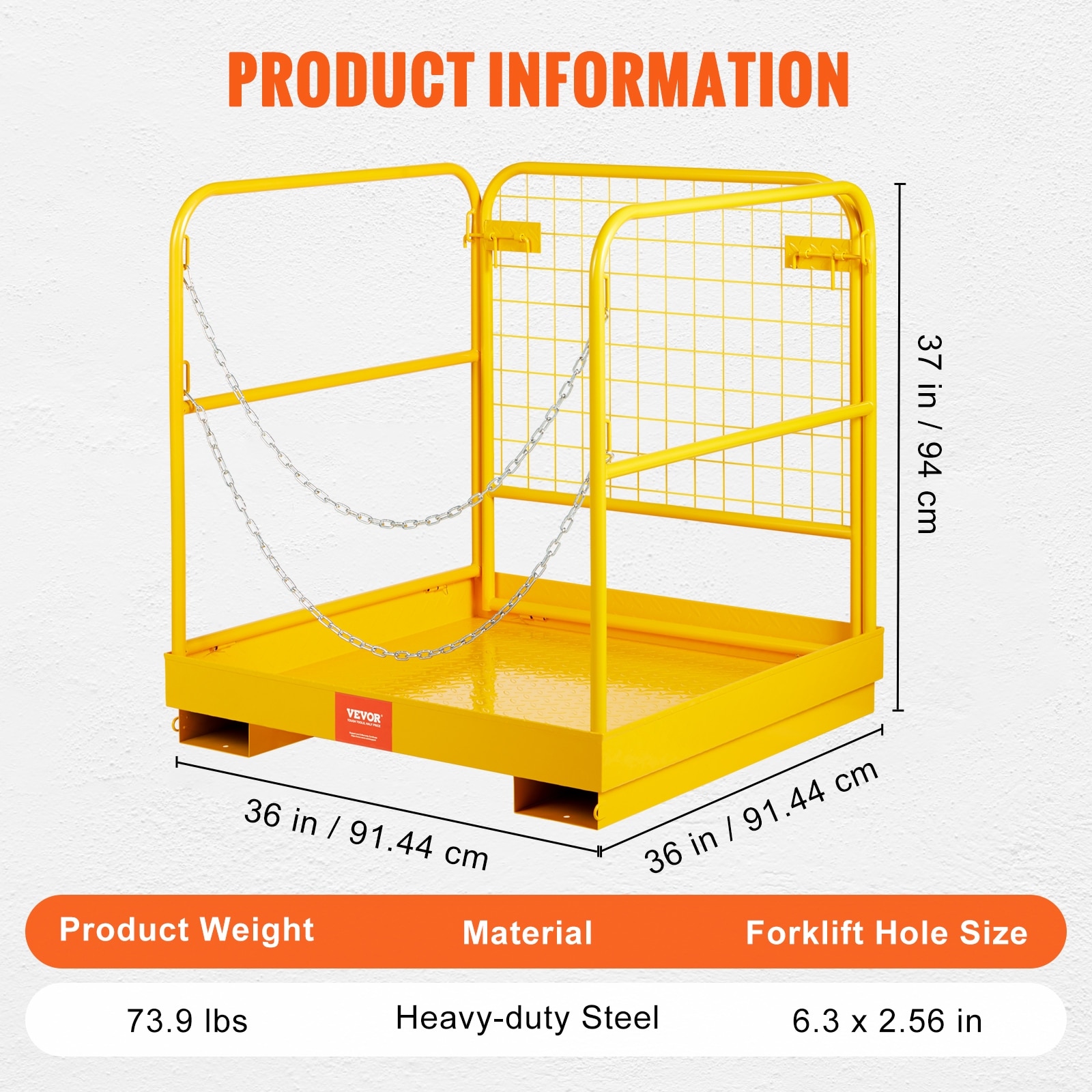 VEVOR Forklift Safety Cage 1200/1400lbs Load Capacity Foldable Forklift Work Platform for 1-2 People