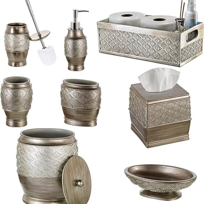 Creative Scents Dublin Silver-Gray Toilet Paper Holder Storage Basket - Silver