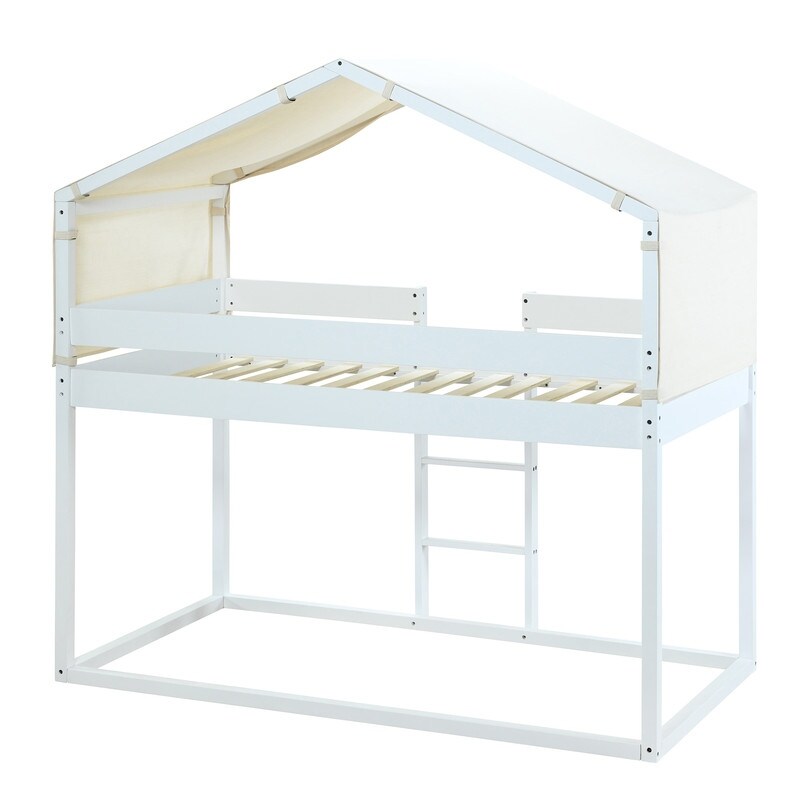 Twin Over Twin Wood Bunk Bed Wood Bed with Tent