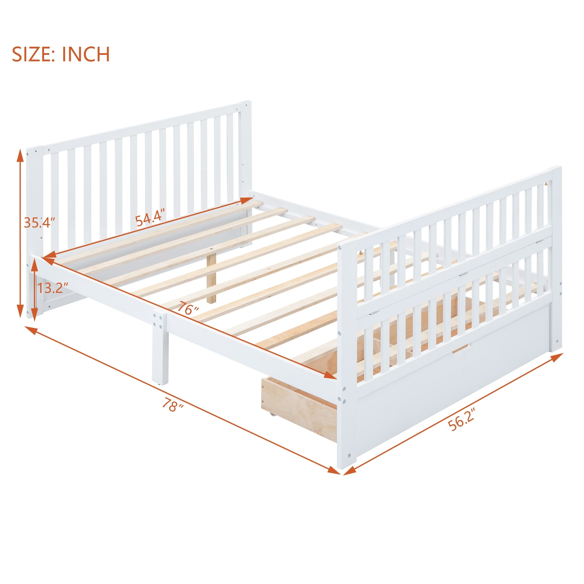 Toddler Bed Convertible Crib/Full Size Bed Platform Bed with Drawers