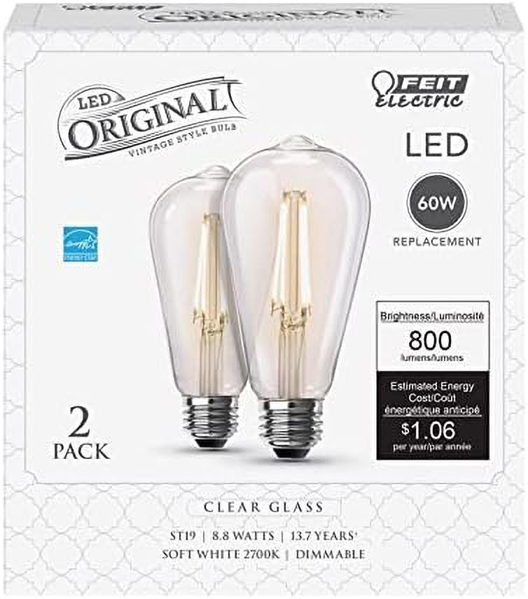 60 Watt Equivalent Clear 8.8-Watt LED Standard ST19 White Filament Bulb