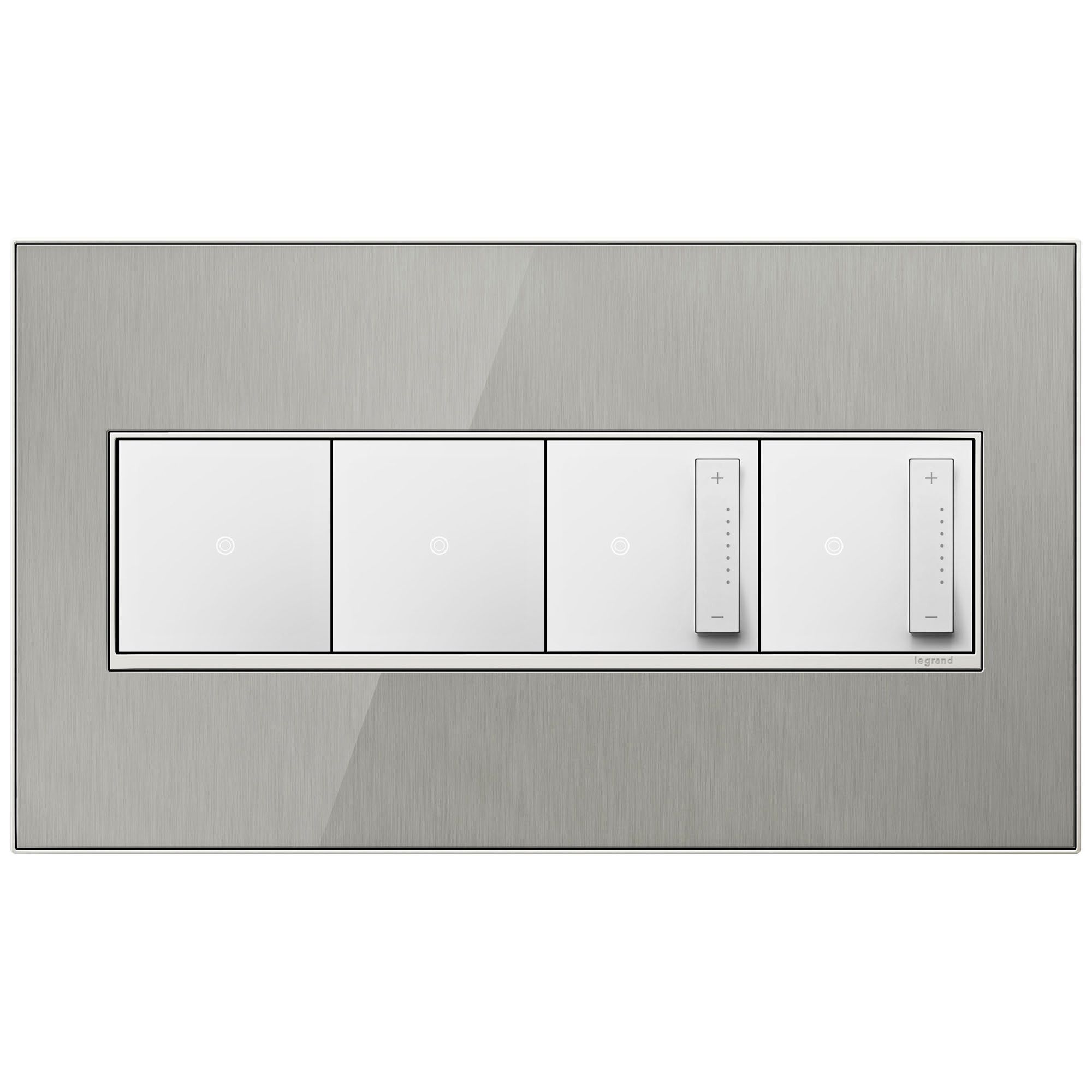 Stainless Steel 4-Gang Wall Plate w/ 2 Switches and 2 Dimmers