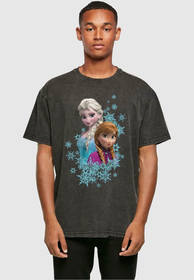 ABSOLUTE CULT FROZEN ELSA AND ANNA SISTERS ACID WASHED  - T-Shirt print