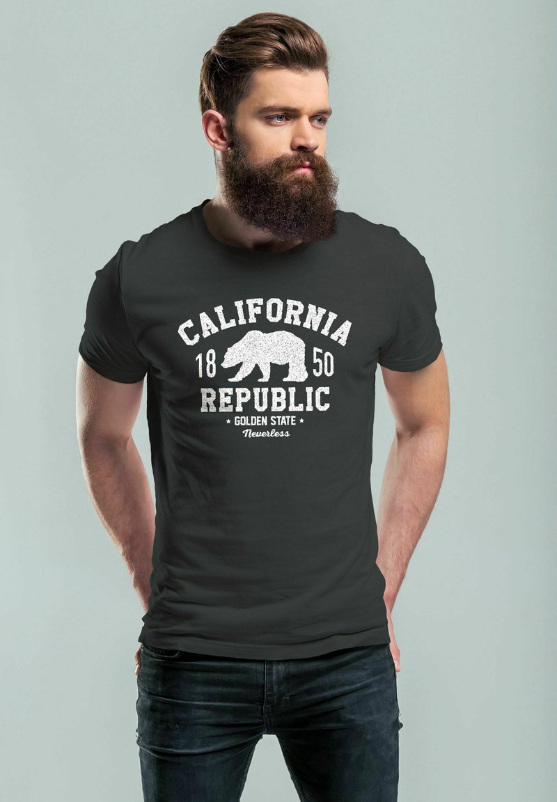 Neverless CALIFORNIA REPUBLIC KALIFORNIEN GOLDEN STATE GRIZ - T-Shirt print