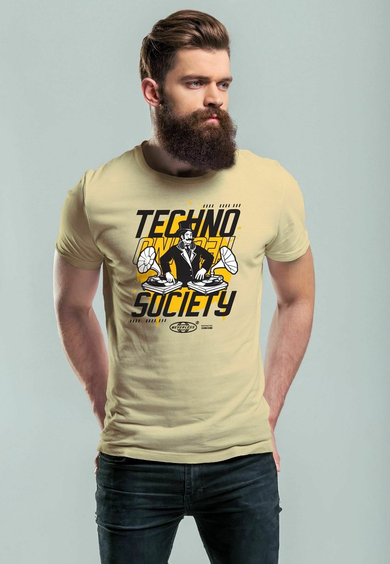Neverless TECHNO MUSIK RETRO GRAFIK SCHRIFTZ - T-Shirt print
