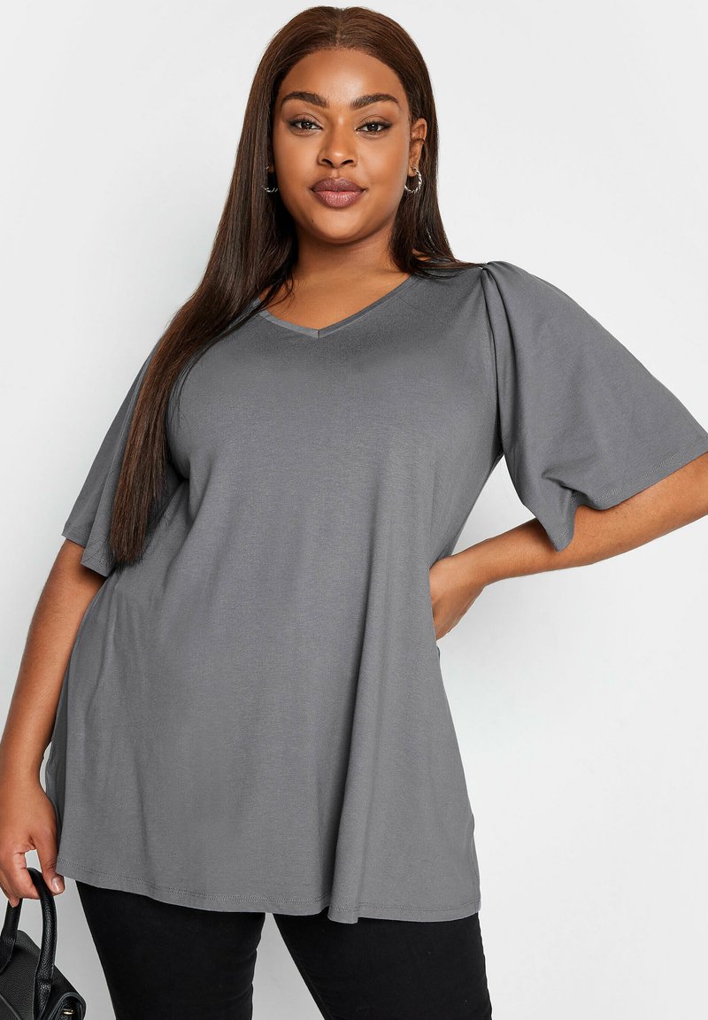 Yours Clothing SLEEVE PLEAT FRONT TOP - T-Shirt basic